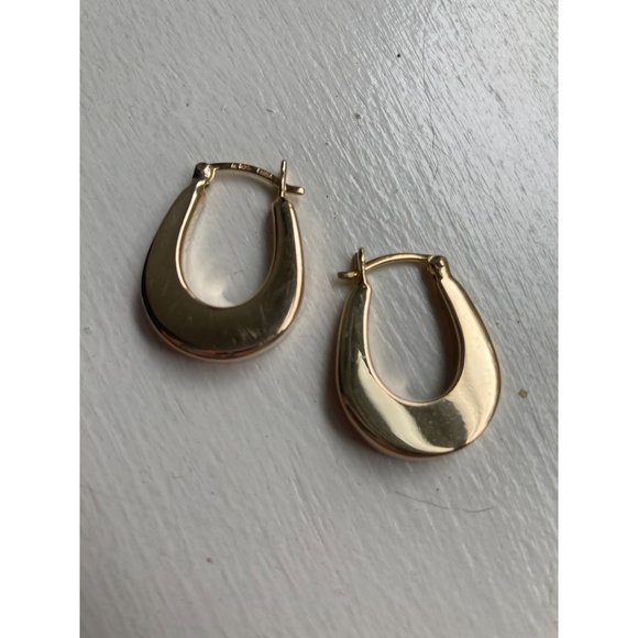 Sterling U-Shaped Gold Tone Dangle Earrings - Picture 4 of 6